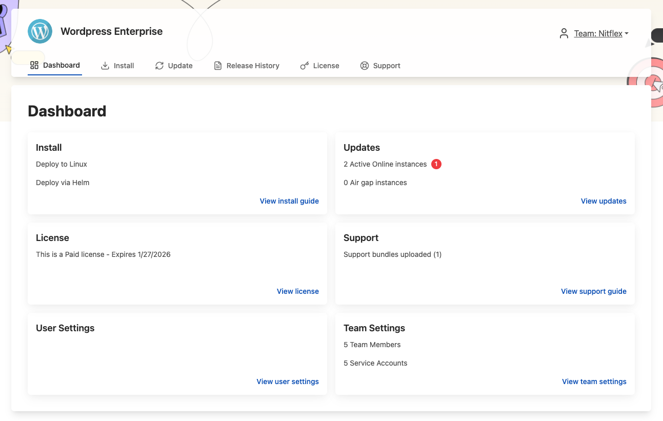 Enterprise Portal dashboard